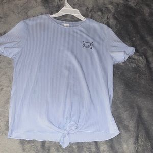 Girls light blue ribbed tee